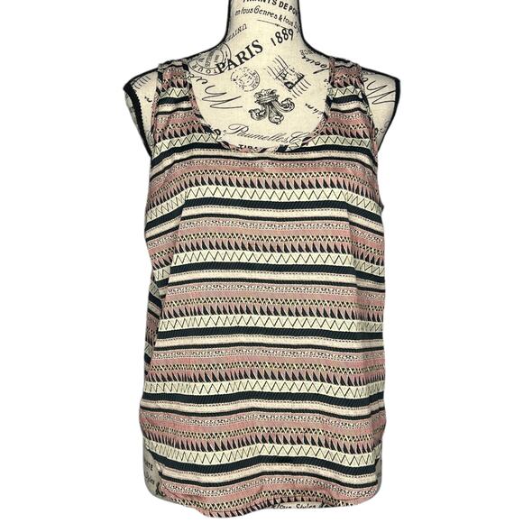 Bjewel MEDIUM Aztec Tribal Print Scoop Neck Exposed Back Zipper Round Hem Tank - Picture 1 of 9